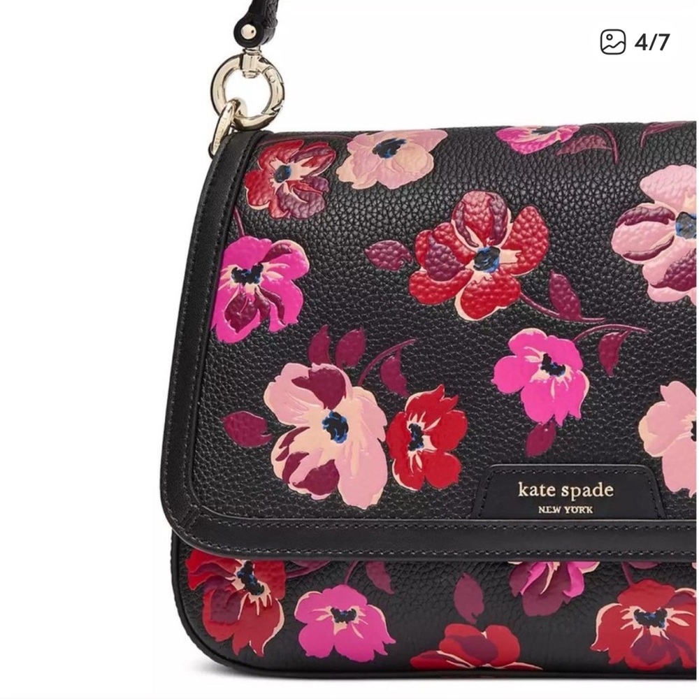 Kate Spade Black and Pink Floral Crossbody Bag new without tags